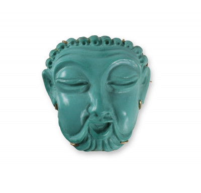 Image for Lot Carved Turquoise Buddha Pendant