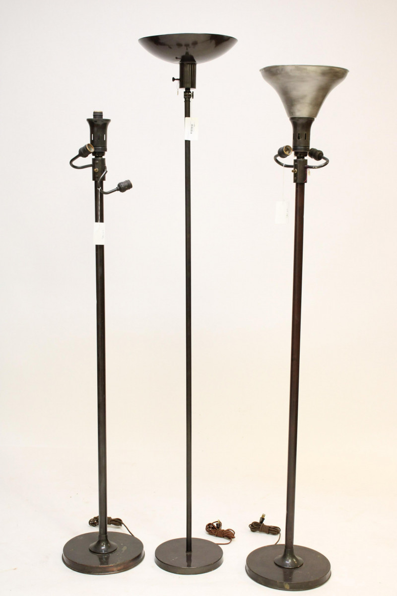 Image 1 of lot 3 Patinated Metal Floor Lamps