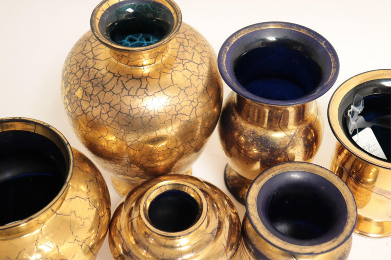 Image 7 of lot 11 Saint Prex Gilt Cobalt Glass Vases
