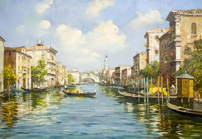 Image for Lot C Vianello - Venice, a View of the Canal