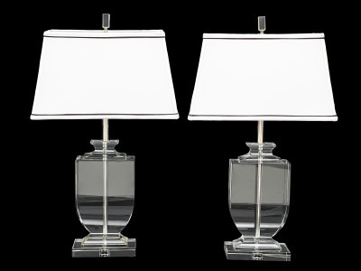 Image for Lot Pair of Crystal Table Lamps