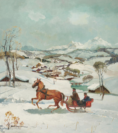 Image for Lot Ludwig Gschossmann - Sleigh Ride By Village