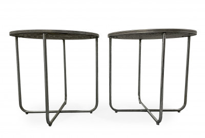 Image for Lot 2 Bauhaus Style Tubular Chrome and Acrylic Round Tables