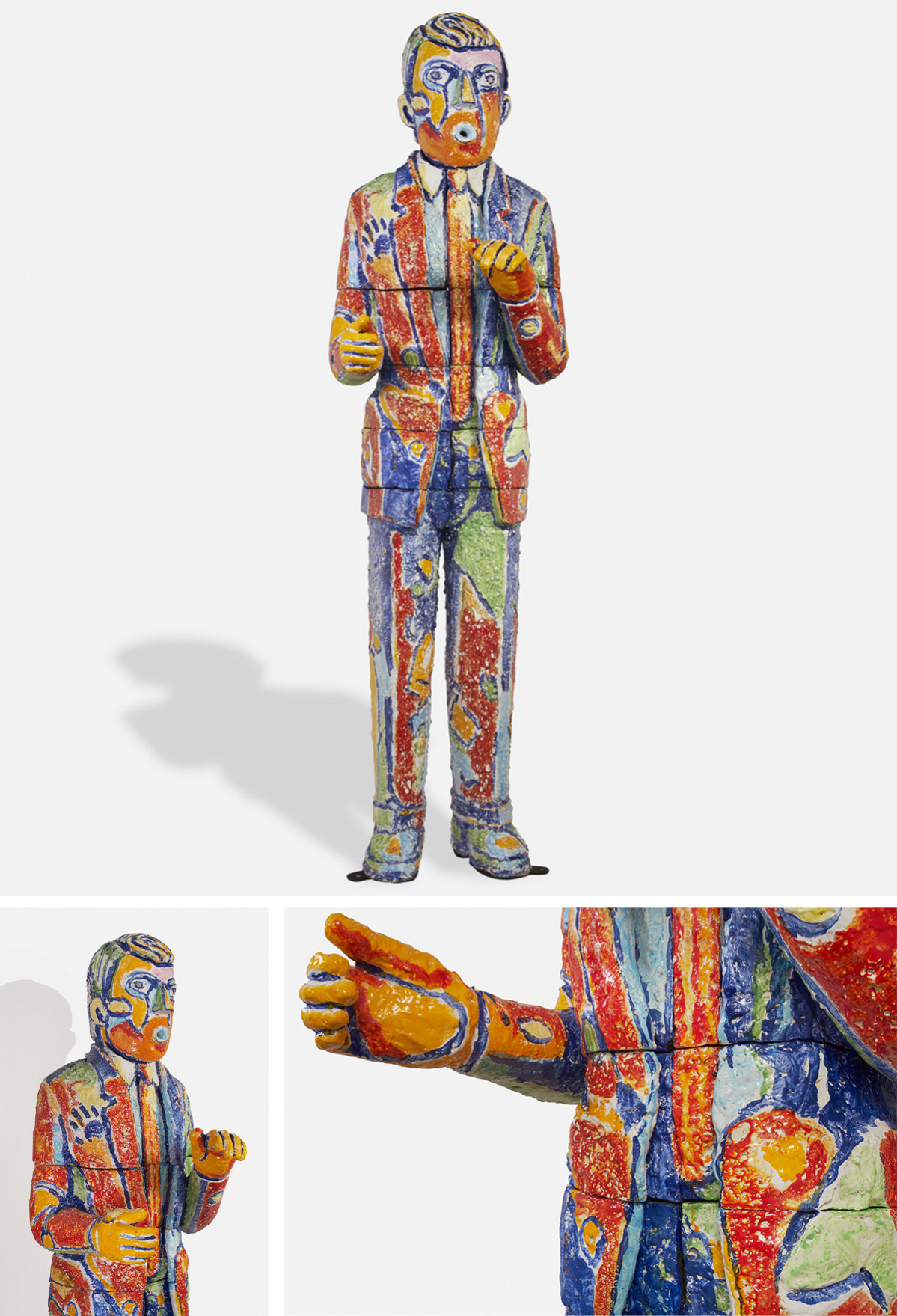 Violia Frey's ceramic and glazed sculpture, Blow Man from 1988-89