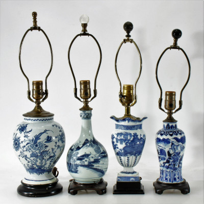 Image for Lot Antique Chinese Porcelain Vase Form Table Lamps