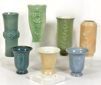 Image for Lot Attr. Vally Weistlthier - Pottery Vases and Tray