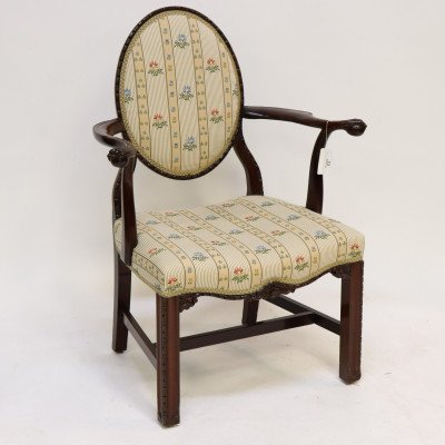 George III Style Mahogany Open Arm Chairs