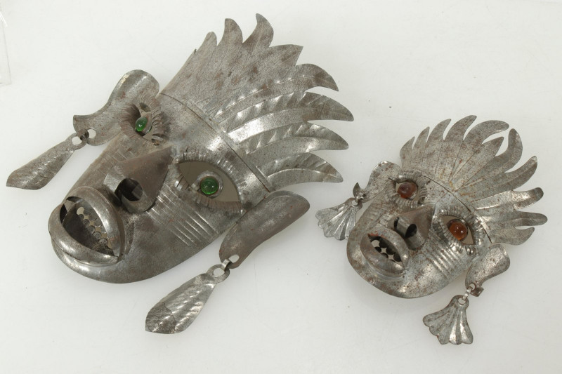 Image 3 of lot 3 Mexican Metal Masks