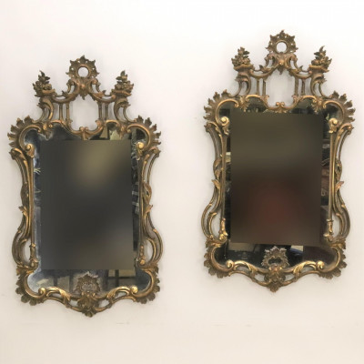 Image for Lot Pair of Chinese Chippendale Style Giltwood Mirrors