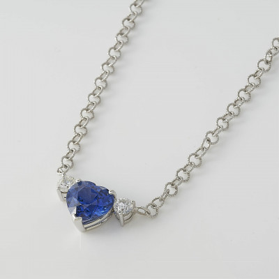 Image for Lot Heart Shaped Ceylon Sapphire & Diamond Pendant