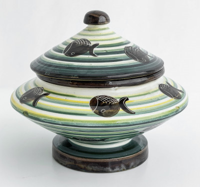 Image for Lot Rometti Ceramiche (attributed) - Covered Vessel 'Pesci'