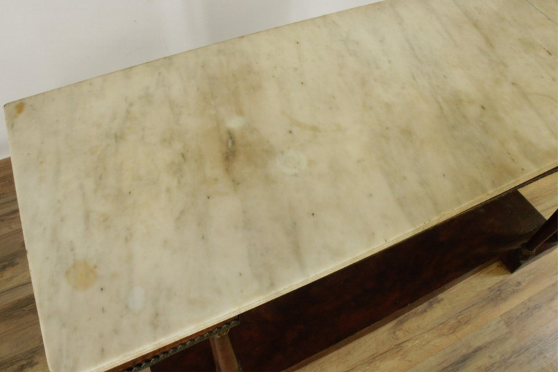 Image 7 of lot 19th C. Empire Wood and Marble Pier Table