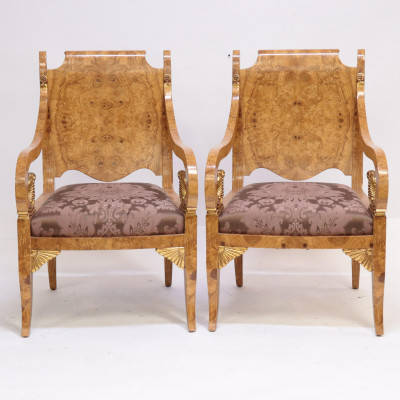 Image for Lot Russian Neo-Classic Style Karelian Armchairs