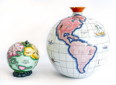 Image for Lot Globe Form Ceramic Vase And Jar