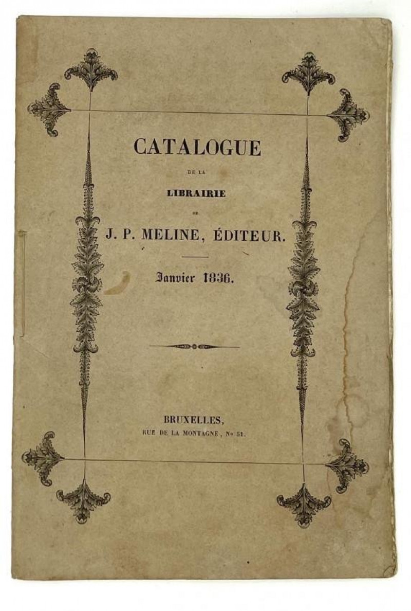 Image 1 of lot [BOOKSELLING] RARE 1836 CATALOGUE J. P. MELINE