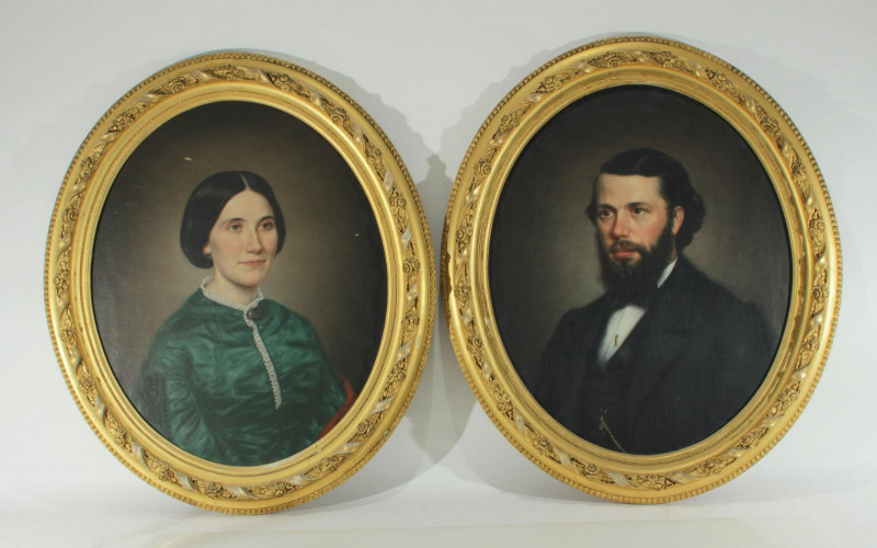 Image 1 of lot 19th C. Portraits of Mr. & Mrs. William Callan