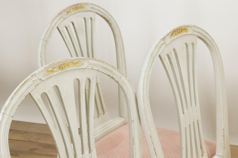 Image 3 of lot 4 Gustavian Style Balloon Back Dining Chairs