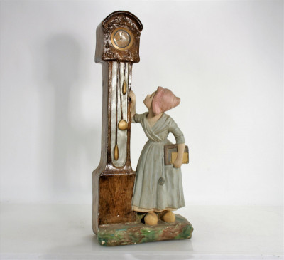 Image for Lot Dutch Painted Composition Figural Clock
