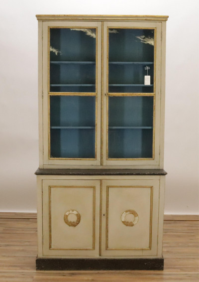 Image for Lot Empire ParcelGilt Grey Painted Bookcase 19th C