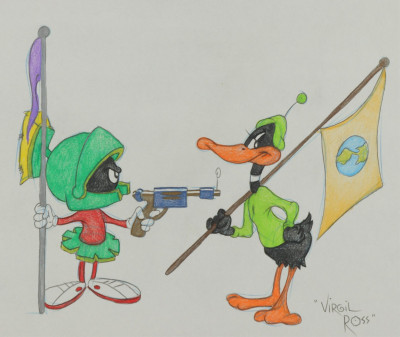 Image for Lot VIRGIL ROSS - MARVIN MARTIAN DAFFY DUCK - DRAWING