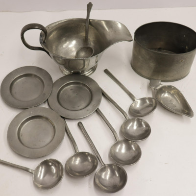 Image for Lot Antique Pewter Serving Articles