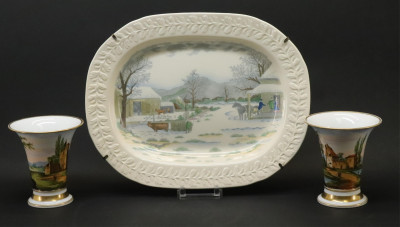 Image for Lot Pair of French Porcelain Urns  Platter