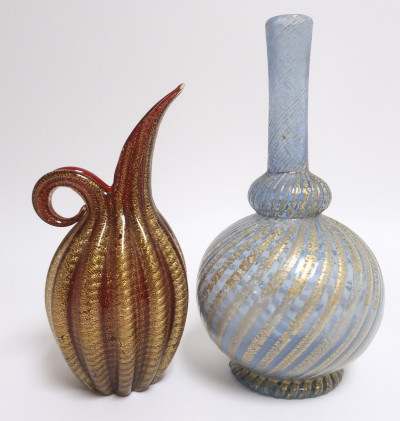 Image for Lot Murano Ruby Ewer & Lavender Vase