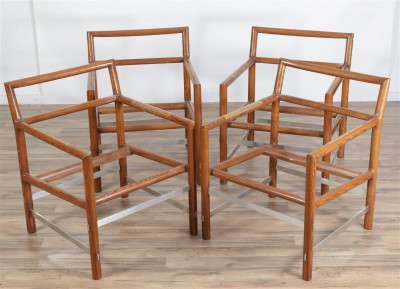 Image 1 of lot 4 Edward Wormley for Dunbar Oak & Metal Chairs