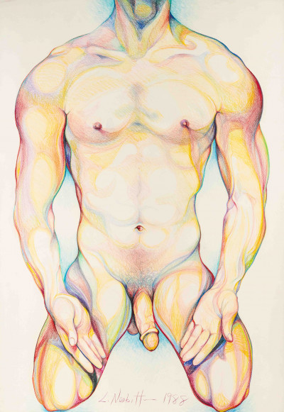 Lowell Nesbitt - Polychrome Male Nude (Palms Upturned)