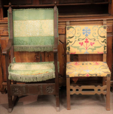 Image for Lot Antique Spanish Armchair and a Side Chair