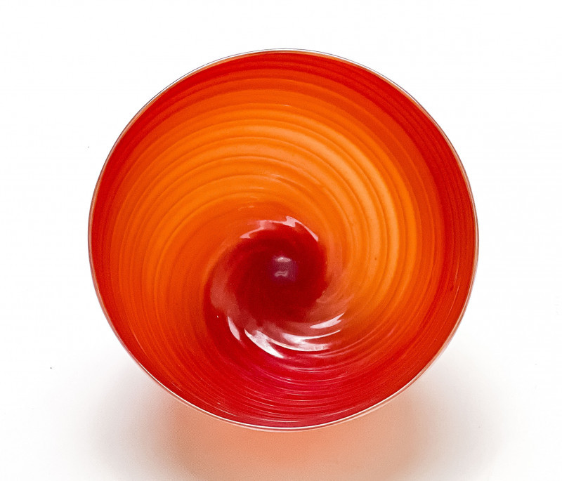 Seguso Italian Red Incamiciato Glass Bowl