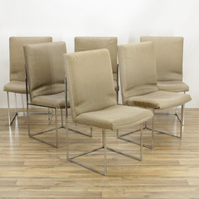 6 Milo Baughman Chrome Chairs, Thayer Coggin
