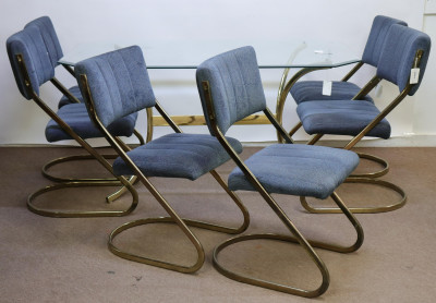Italian 70's Brass Dining Table &amp; 6 Chairs