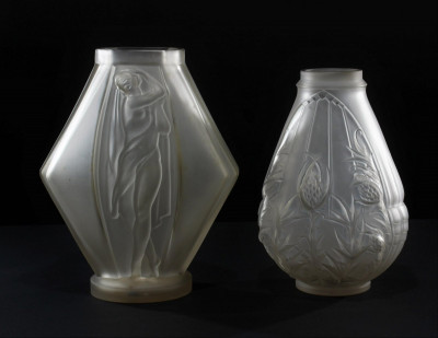 Image for Lot Etling - 2 Art Deco Glass Vases, 1930