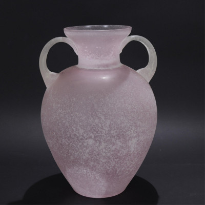 Title Grecian Style Frosted Pink Glass Vase / Artist