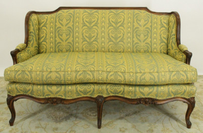 Image for Lot French Provincial Style Upholstered Loveseat
