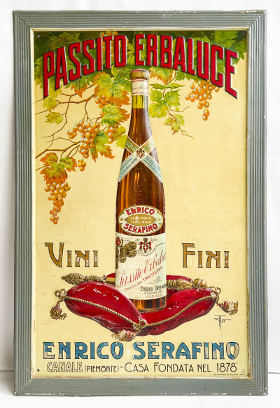Enrico Serafino Passito Erbaluce Enameled Tin Wine Advertising Sign