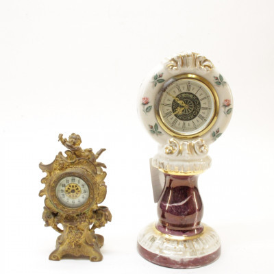 Image for Lot German Porcelain Clock  New Haven Gilt Clock