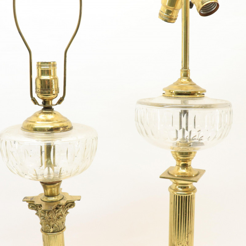 Image 2 of lot 3 Brass Lamps likely English
