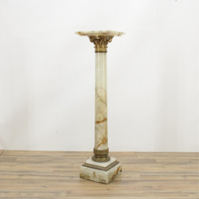 Image for Lot French Ormolu & White Onyx Pedestal, 19th C.