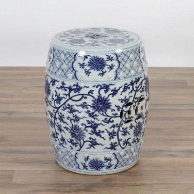Image for Lot Chinese Style Blue & White Porcelain Garden Stool