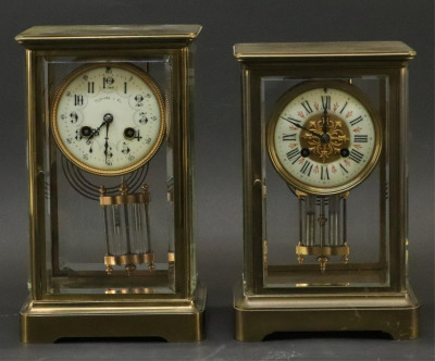 Image for Lot 2 Tiffany  Co Brass  Glass Mantel Clocks