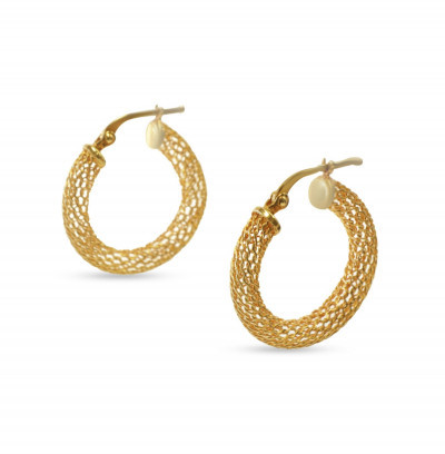 Image for Lot Pair of Italian 14k Gold Mesh Hoop Earrings
