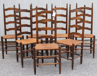 Image for Lot 7 Wood/Rush Ladder Back Chairs