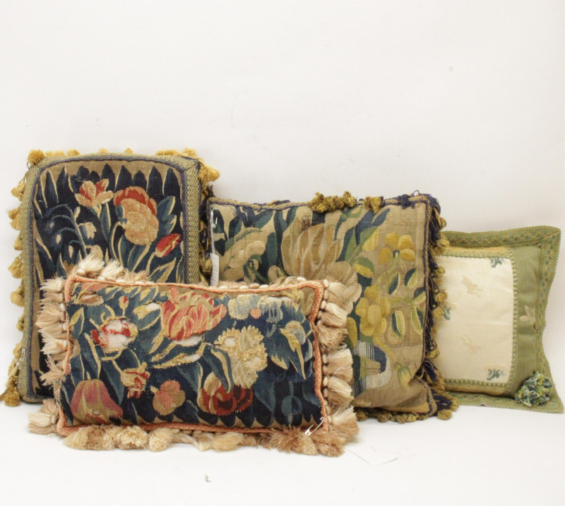 Image 1 of lot 3 18th C Tapestry Fragment Pillows