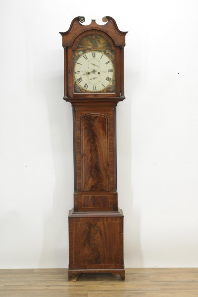 Image for Lot Scottish Inlaid Tall Case Clock 19 C Milar