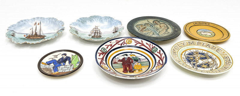 Qumiper, Lachenal, and Other Assorted Pottery Plates