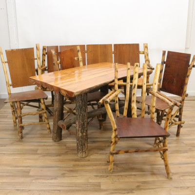 Image for Lot Adirondack Style Faux Bamboo Dining Set And Bench