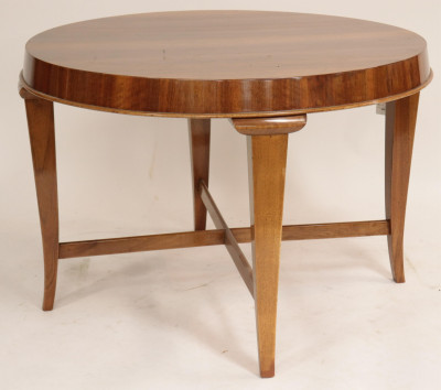 Image for Lot Late Art Deco Figured Walnut Center Table, 1940