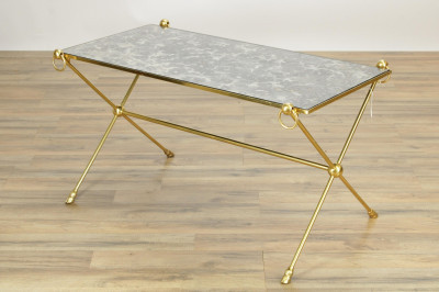 Image for Lot Maison Jansen Style Brass Mirrored Coffee Table
